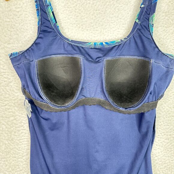 Lands' End‎ Swimsuit Womens 16 Long Blue Floral One Piece Tank Underwire Cups - Picture 11 of 16
